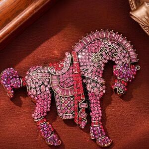 Sparkling Pink Horse Brooch